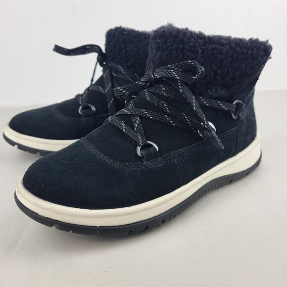 UGG Shoes - UGG Lakesider Heritage Black Suede Lace Up Mid Top Winter Boots 6.5